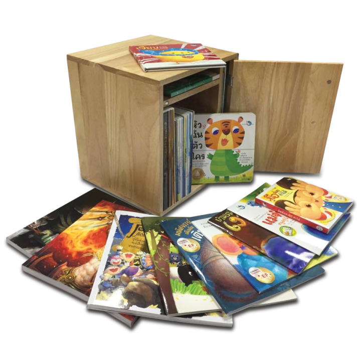 ห้องเรียน-ชุดหนังสือใส่ตู้ไม้-mini-library-รวบรวมหนังสือเด็กที่ได้รางวัลและ-ef-จำนวน-28-เล่ม