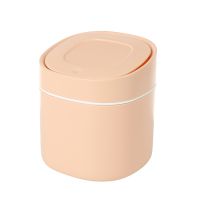 Small Trash Can with Lid Pressed Spring Switch Cover OfficeTable Dustbin