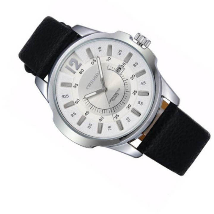 curren-นาฬิกาข้อมือผู้ชาย-สายหนัง-สีดำ-หน้าปัดสีขาว-รุ่น-c8123พร้อมกล่องนาฬิกา-curren-clearance-sale-ราคาลดสุดๆ