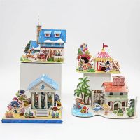 ANGCHI Children Children Gift Cartoon Puzzles DIY Handmade Mini House Paper Model Kids 3D Stereo Puzzle Early Learning Toys House Building Model Amuse