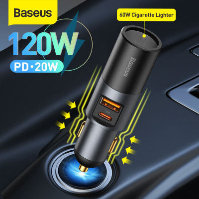 Baseus 120วัตต์ชาร์จไฟในรถสำหรับ12-24โวลต์รถ QC 4.0 PD 3.0 USB อย่างรวดเร็วชาร์จไฟในรถชาร์จสำหรับ ซัมซุง Xiaomi หัวเว่ย Vivo Oppo ด่วนชาร์จ Charger826ศัพท์มือถือ