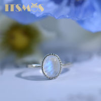 ITSMOS Blue Bright Moonstone Silver Rings Luxury Natural Gemstone 10mm Band Jewelry Classic Oval for Womens Lover Rings Gift2023