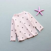 ✨ perfect ❀ Baby Girls Heart Shape Cartoon Print Wear Long-Sleeved T-Shirt