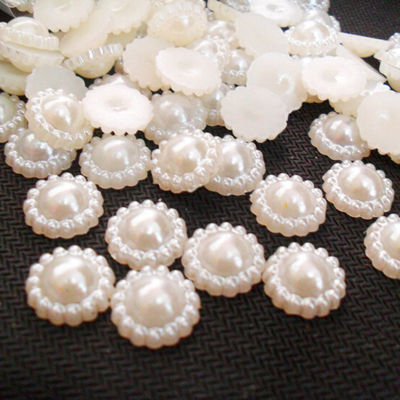 100PCS 12mm Artificial Pearl Flat Back Acrylic Pearl Flower Embellishments Cards Decor Home Beads Wedding T1Z2