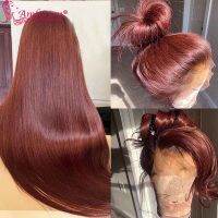 【LZ】♗▽  Auburn Brown Straight 13x6 Lace Front Wigs Preplucked Brown Lace Front Wig 180  Density Glueless Lace Wigs with Baby Hair