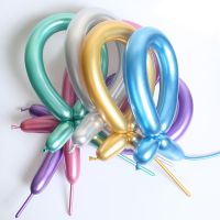 【A Great】โลหะ LongBalloon ทอผ้า DIY ShinyTyinglatex บอลลูนวันเกิดงานแต่งงานอุปกรณ์ตกแต่ง