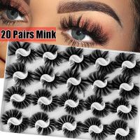 EONWAY SKONHED 20 Pairs Mixed ผสมสไตล์ เครื่องมือแต่งหน้าตา ดราม่าข้ามมิติ 3D Faux Mink ขนตาปลอม ปุยปุย หนายาว