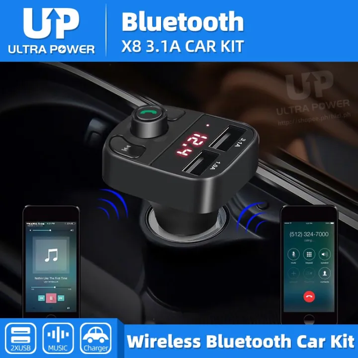 X8 3.1A Bluetooth Car Kit FM Transmitter Wireless Bluetooth MP3 Player ...