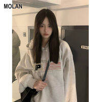 MOLAN เสื้อฮู้ดกันลมกีฬาสำหรับผู้ชาย,เสื้อกันหนาวมีฮู้ดแฟชั่นทรงหลวมฤดูใบไม้ร่วงและฤดูหนาวสำหรับเสื้อแขนยาวสตรี