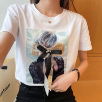 Summer White T shirt Women Tops Short Sleeve Plus Size Vintage Black Korean Clothes Woman T-shirt Casual Tee Shirt Fashion
