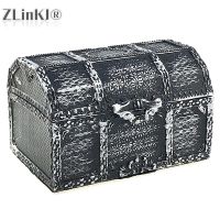 Retro Plastic Pirate Treasure Box Crystal Gem Jewelry Box Storage Organizer Trinket Keepsake Treasure Chest Gift 10.2x7x6.3cm