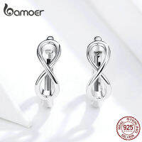 bamoer Geometric Infinity Love Hoop Earrings for Women Minimalist Silver 925 Jewelry Daily Accessoreis Female Bijoux SCE743