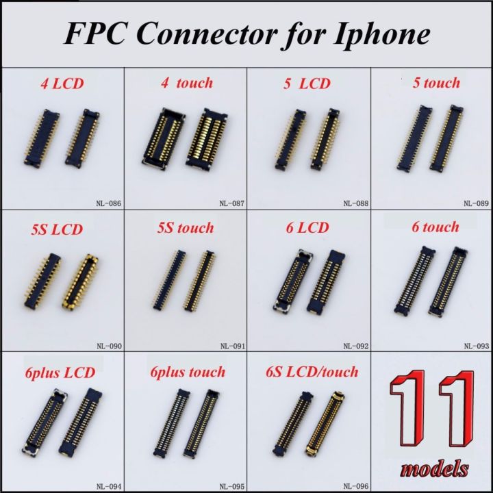 1ชิ้นจอแสดงผลดิจิไทเซอร์จอแอลซีดี/หน้าจอสัมผัสคอนเนคเตอร์ Fpc สำหรับ Iphone 4 4S 5 5S 6 6Plus 6S บนเมนบอร์ดลอจิกบอร์ดเมนบอร์ด
