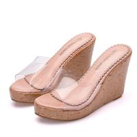 Crystal Queen Women Nude Casual Sandals Flip Flops Wedges Platform Transparent High Heels Party Daily Pumps Shoes