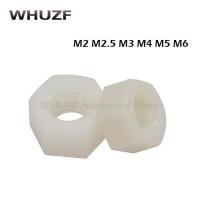 Free shipping 100pcs/lot M2 M2.5 M3 M4 M5 white Nylon Hex Nut Hexagon Plastic Nuts