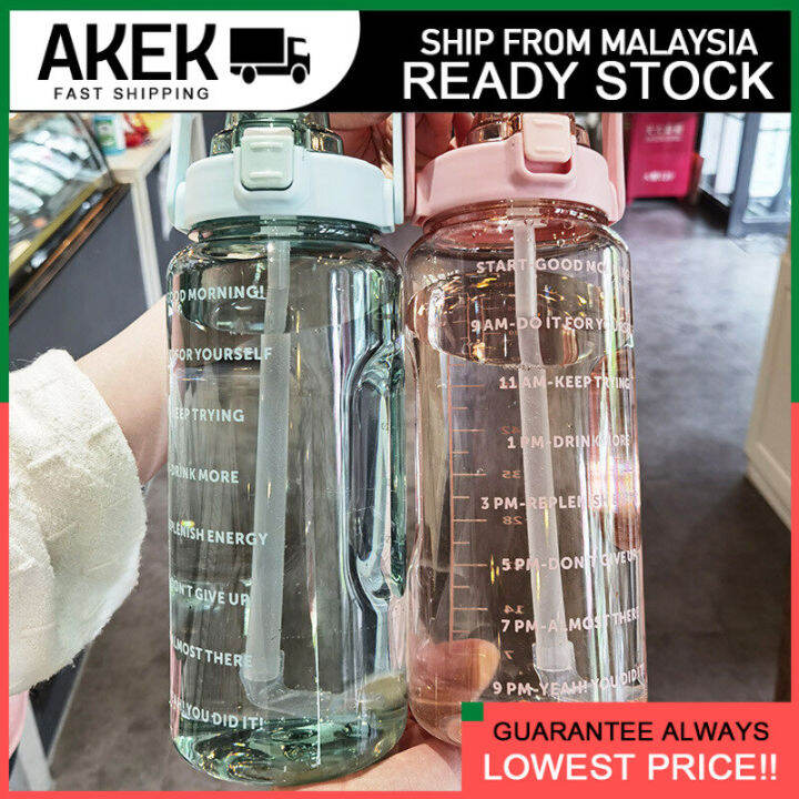 2000ML Sports Water Bottle with Straw Portable Large Capacity Water