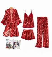 [Free ship] Wholesale new pajamas womens four-piece set ice silk sexy and two-piece suit home service