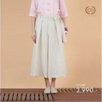 กางเกงขายาว กางเ﻿กงผู้หญิง C&amp;D Linen Pants ขายาวสีเบจ เนื้อผ้าลินินพรีเมี่ยม (CZT6BE)