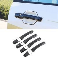 8 Pieces Door Handle Frame Cover Trim Carbon Fiber Car Exterior Side Car Styling for Mitsubishi Pajero 2007-2019