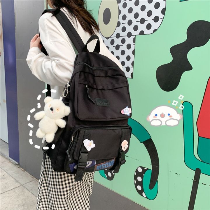 กระเป๋าเป้สุดเท่กระเป๋าเป้สะพายหลังสตรีทบูมผู้หญิง-han-edition-กระเป๋าสะพายหลังสำหรับนักเรียนนักศึกษากระเป๋าเดินทางแบบสบายๆที่กำหนดเองได้