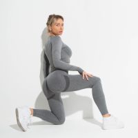 2-Piece Set of Womens Sportswear Seamless Fitness Sports T-Shirt Sports Leggings Suit Outdoor Sports Running Clothing Buttocks