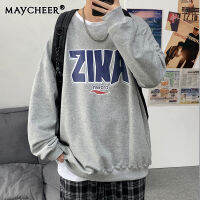 MAYCHEER เสื้อกันหนาวคอกลมผู้ชาย,ทรงหลวมเหมาะกับทุกโอกาสเสื้อลำลองขนาดใหญ่