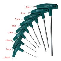 T-Type Hex Key Allen Wrench Set 1.5-6mm Hexagonal Wrench with Rubber Handle for Bicycle Motorcycle Car Repairing Wrench Tools Nails Screws Fasteners