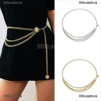 [LI] Women Metal Chain R Belt High Waist Hip Coin Charms Waistband Body Chain [LESG]