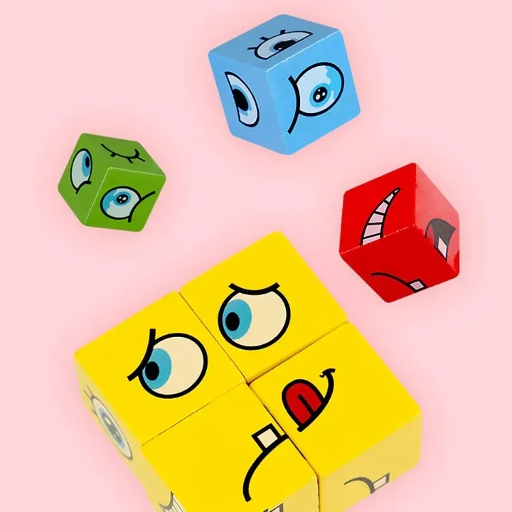 Face Change Expression Puzzle Rubiks Cube Blocks with Bell Ringer