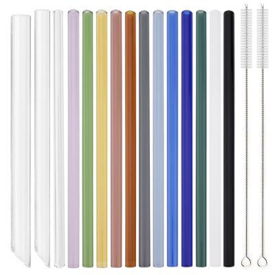 ♦❀ High Borosilicate Sharp Straw Reusable Glass Straws Eco Friendly Drinking Straw for Bubble Tea Cocktail Smoothie Juice Dinkware