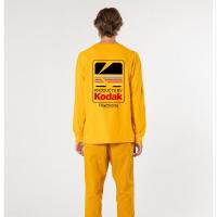 Korea Hot Kodak Lette rprint T-Shirts Oversized Loose Wild Long sleeve Cotton T shirt Men US Size Teen couple Tee