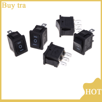 [Buytra] 5ชิ้นสวิตซ์เปิด/ปิด/เปิดมินิสีดำ3ขาสวิทช์ AC 6A/250V 10A/125V