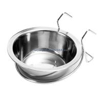 Stainless Steel Hanging Bowl Rats Guinea Pigs Feeder Coop Cups Cage for Home Indoor Outdoor Space Saving Supply