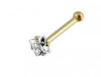 MC CZ Nose Pin 9K Gold Ball End Square เครื่องประดับ  ทองแท้  เพชรพลอย  จิวปาก  จิวจมูก จิวคิ้ว จิวสดือ  ตุ้มหู CZ 2mmm