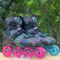 Childrens Carbon Fiber Inline Skates  Colorful Reflective Various Colors Youth Speed Skates Roller Skates  Size 30-38 Training Equipment