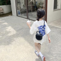แขนสั้นเด็กหญิง T เสื้อยืดเสื้อผ้าเด็ก 2023 เสื้อลำลองทรงหลวมสไตล์เกาหลีสำหรับเด็กกลางและเล็กฤดูร้อนใหม่