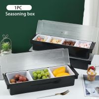 หลายช่องพร้อมฝาปิด Home Kitchen กล่อง ABS Jar Seasoning Box กล่องเครื่องปรุง