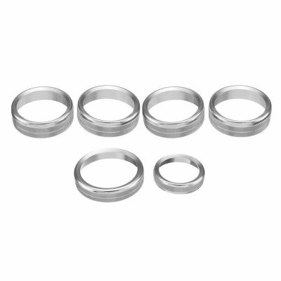 ☂ 6Pcs Car Silver Air Conditioner Audio Switch Knob Ring Cover Trim for Ford F150 2016-2018 Car Accessories