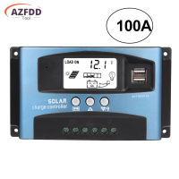 Azfdd จอแสดงผลสองแอลซีดี USB เครื่องควบคุมการชาร์จพลังงานแสงอาทิตย์100A MPPT 12V 24V