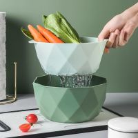 Double-Layer Drain Basket Storage Basket Strainers Vegetable Cleaning Colander Tool Organizer Fruit Tray Kitchen Accessories