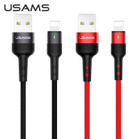 USAMS U26 1เมตร2A LED แสดงสถานะเคเบิ้ล Micro USB Type C สายฟ้าถักค่าใช้จ่ายสายเคเบิลข้อมูลสำหรับ ซัมซุง หัวเว่ย