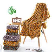 2ชิ้นเซ็ตผ้าขนหนูอาบน้ำ70X140ซม. 35X75ซม. Super Soft Coral Fleece Leopard Print ผ้าขนหนูอาบน้ำผ้าขนหนู