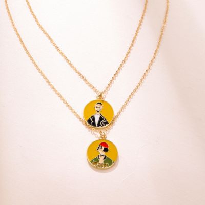 Lost Lady Fashion Drip Oil Round Portrait Necklace For Women Same Style Couples Anniversary Gift Jewelry Wholesale Direct Sales