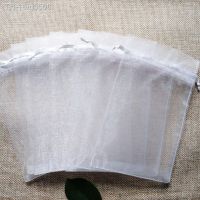 ✹✌✽ 16ig3506 Sacolas de organza para presente 10x15cm brancas casamento natal saco embalar organza com cordão 200