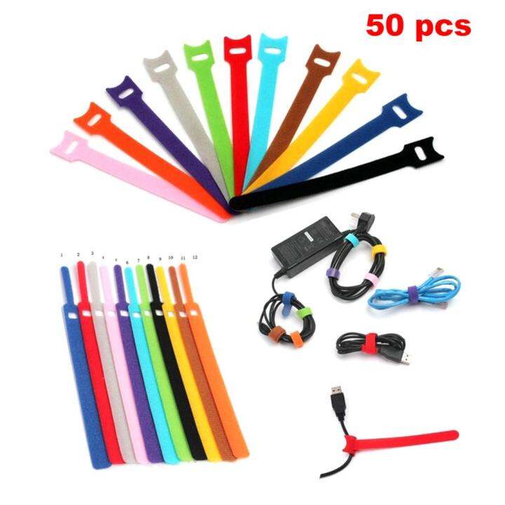 【🚛24 Hours Shipping】50pcs Releasable Cable Ties Colored Plastics Reusable Cable ties Nylon Loop