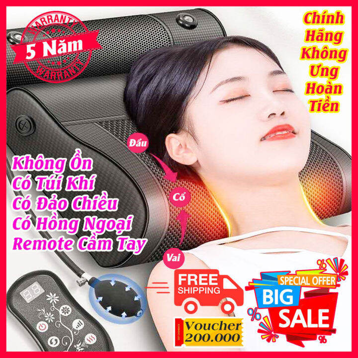 Gối Massage Cổ Vai Gáy 20 Bi Hồng Ngoại Chính Hãng, Máy Mátxa Cổ Vai 