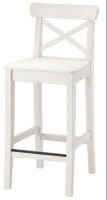 INGOLF Bar stool with backrest, white 63 cm (อิงกอล์ฟ เก้าอี้บาร์มีพนัก, ขาว 63 ซม.)