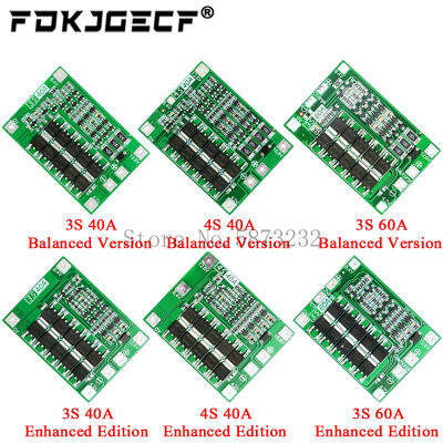 3วินาที4วินาที40A 60A Li-Ion ชาร์จคณะกรรมการป้องกัน18650 BMS สำหรับเจาะมอเตอร์11.1โวลต์12.6โวลต์14.8โวลต์16.8โวลต์เพิ่มสมดุล