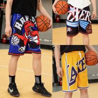 เสื้อคุณภาพสูง 【Feb】 NBA Raptors Lakers basketball pants sports shorts mens fitness running training loose and quick-drying over-the-knee five-point