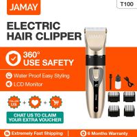 JAMAY T100 ปัตตาเลี่ยนตัดผมสำหรับผู้ชาย ปัตตาเลี่ยนตัดผมไฟฟ้ามืออาชีพ ที่กันจอนผม จอแสดงผล LED เครื่องซักผ้าหัวโกน เครื่องตัดผม 5 ระดับ การปรับละเอียด เสียงรบกวนต่ำ ปัตตาเลี่ยนตัดผม rechargeabie ชุดปัตตาเลี่ยนตัดผมผู้ชาย ชุดกันจอนผมไฟฟ้า